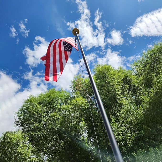 Flag Pole for Outside House, 25 FT Heavy Duty 45K PSI & 95 HBW Hard Aerospace Aluminum Flagpole Kit, Unbending Outdoor In-Ground Flag Poles with 3x5 American Flag for Yard, Residential or Commercial