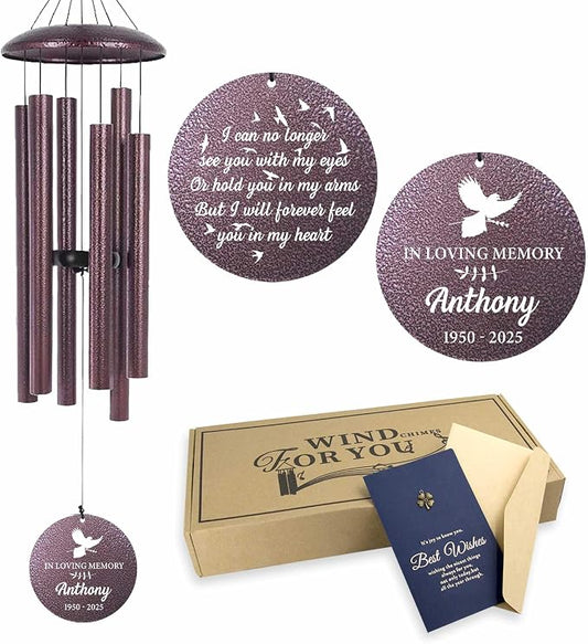 ASTARIN Large Engraving Wind Chime Memorial, Personalized Windchimes in Memory of a Loved One, Loss of Mother Lover Sympathy Gifts, Remembrance Gift for Loss Wife Husband(Produced in Texas)