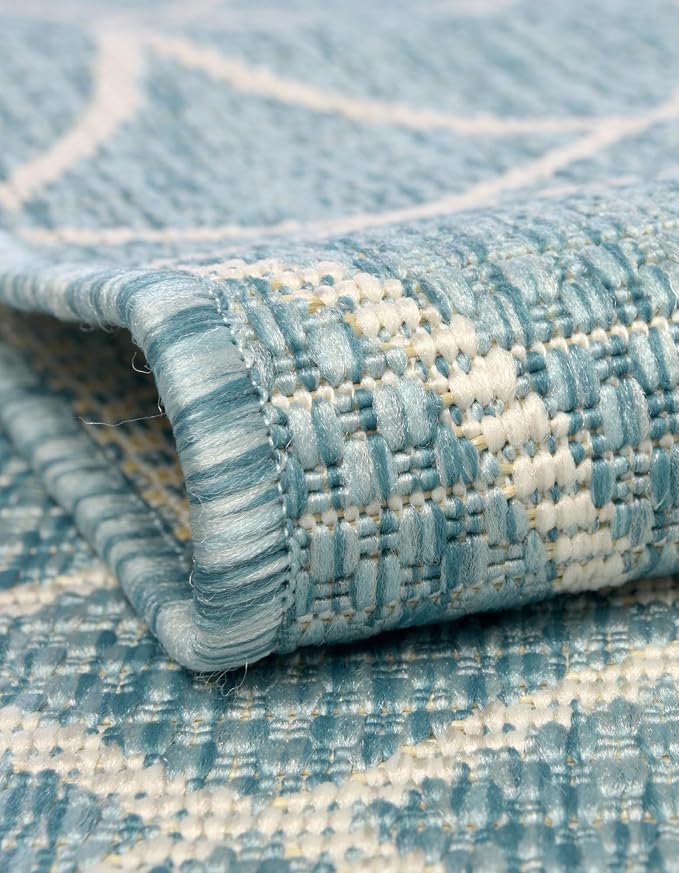 Unique Loom Outdoor Trellis Collection Area Rug - Gitter (3' 1" x 5' 3" Rectangle, Light Aqua/ Ivory)