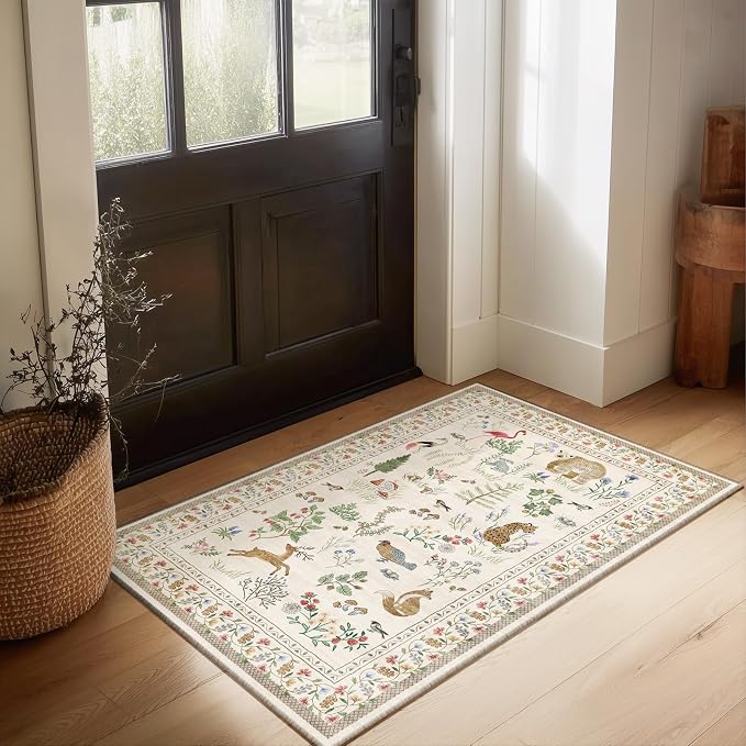 Machine Washable Throw Rugs for Entryway: Door Mat Indoor Entrance 2x3 Rug Small Area Rug Non-Slip Low Pile Kitchen Rugs for Entrance Front Door Indoor Entry Bedside Living Room