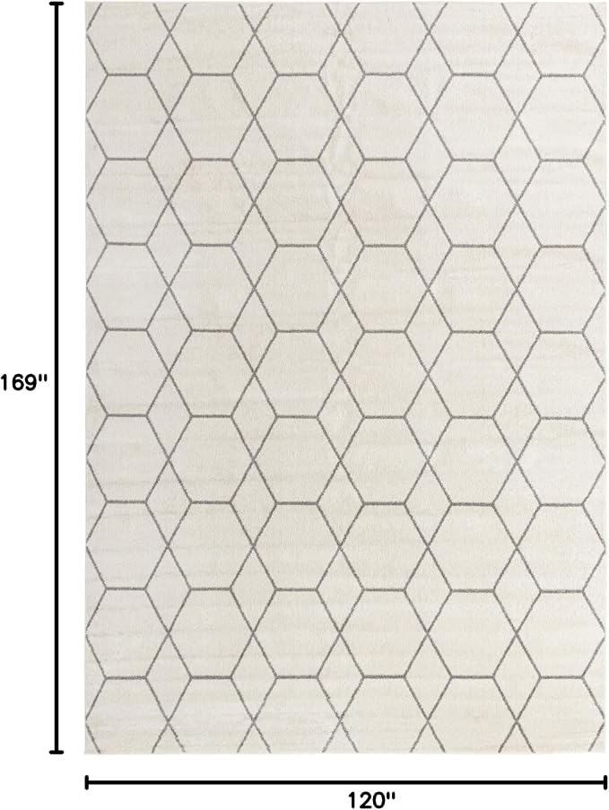 Unique Loom Trellis Frieze Collection Area Rug - Geometric (10' x 14' 1", Ivory/ Gray)