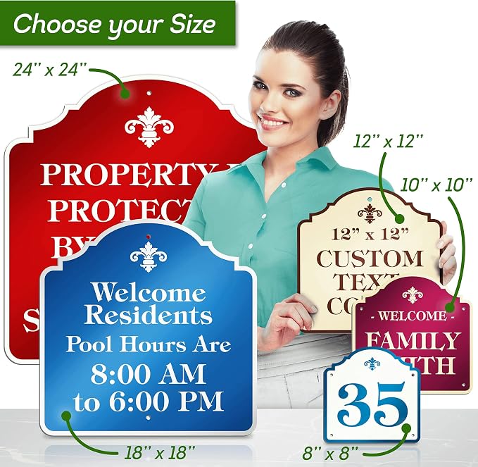 Custom Sign, Customized for Outdoor/Indoor Use, Personalized Designer Style Sign, 12x12 Inch, 24 Colors, Rust-Free Thick AlumaBond - Made by: My Sign Center, USA (Florolex I - Flood)