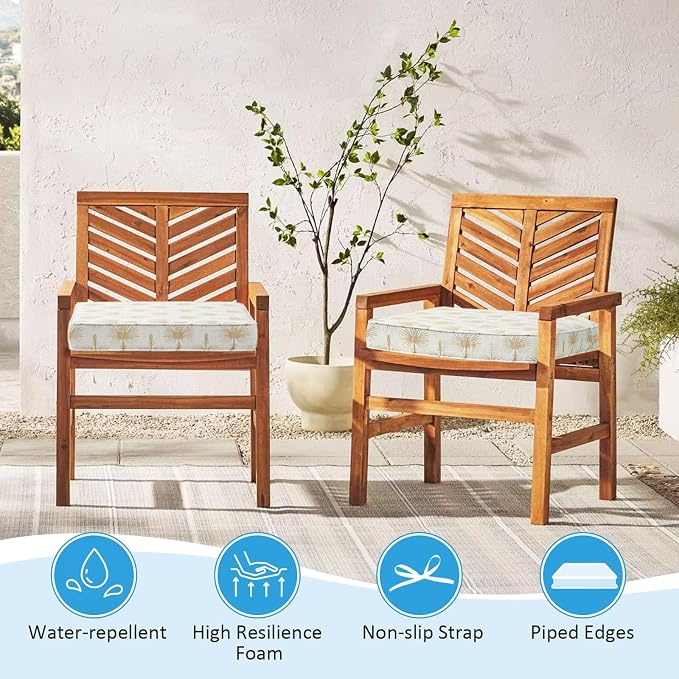 19 x 19 Inch Outdoor Chair Cushions with Tie Straps, Set of 4 Thick Water Repellent Square Patio Chair Pads for Garden Lawn Patio Furniture, Radiant Floral Brocade