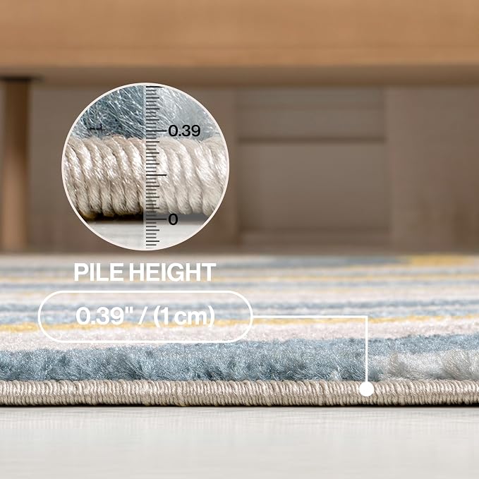 JONATHAN Y Flow Abstract Swirl Indoor Area Rug 8x10, Blue/Mustard/Gray, Modern, Coastal, Easy-Cleaning for Living Room, Bedroom, Kitchen, Pet Friendly, Non-Shedding (DZC100C-8)