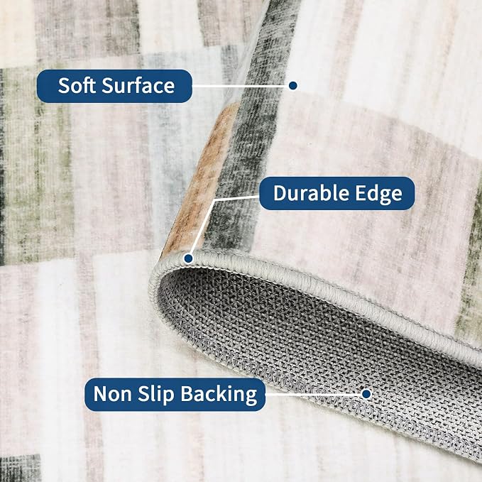 GarveeHome Geometric Area Rug 5x7 Washable Non Slip Bedroom Rug Modern Rugs for Living Room Soft Non Shedding Stain Resistant Low Pile Carpet for Dining Room Office Classroom