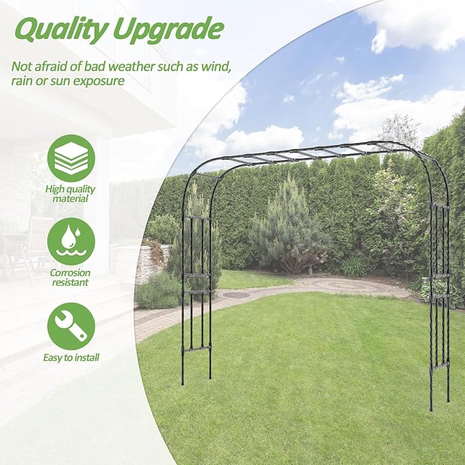 Thickened Metal Garden Arch-126(L)*94.5"(H),Garden Trellis for Climbing Plants Outdoor, Heavy Duty RustProof Iron Arbor Archway for Backyard, Patio, Lawn and Wedding Decorations(20MM Pipe)