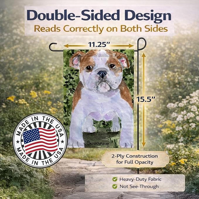 Caroline's Treasures SS8735GF English Bulldog Garden Flag Mailbox Flag Decorative Yard Flag Banner Outside Patio Artwork Yard Flower Beds, Garden Size, Multicolor