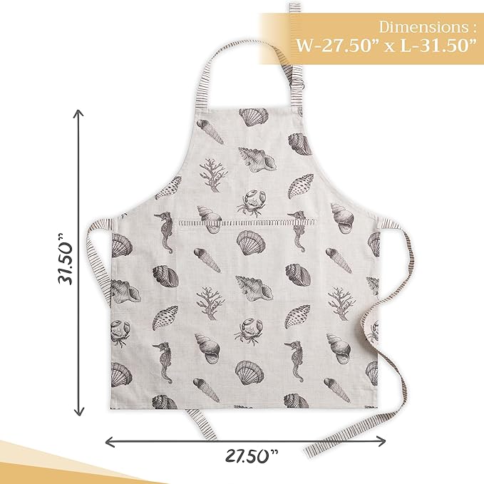 Maison d' Hermine Aprons for women with Pocket 100% Cotton (27.50"x31.50") | Adjustable Neck Strap & long ties Apron Men Chef Wedding Cooking Gardening Server Maid
