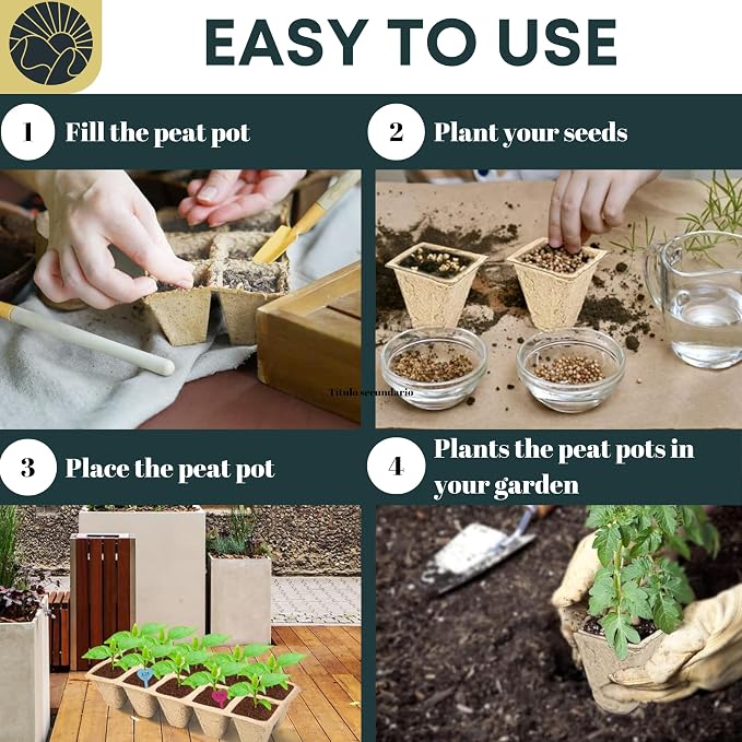 SunVara Peat Pots for Seedlings 300 Pcs, Biodegradable Seed Starter Pots with Drainage Holes, Nursery Germination Pots for Vegetables, Herbs, Flowers – Indoor Outdoor Garden