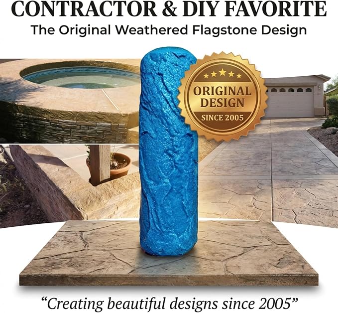 The Original Weathered Flagstone, Concrete Roller Stamp, Stone Texture Roller, Concrete Roller Stamp, and Masonry Form, for decorative concrete patios, driveways, walkways, water features, etc. by SBC