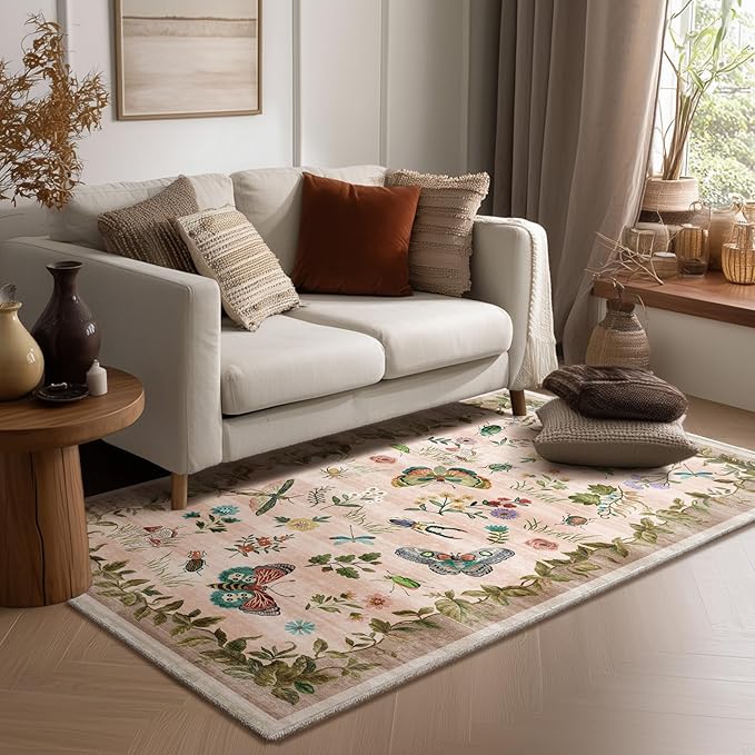 3x5 Washable Area Rugs for Entryway: Small Throw Rugs Stain Resistant Non Slip Low Pile Soft Faux Wool Lightweight Entry Rug for Bedroom Kitchen Laundry Bathroom Living Room Office Front Door Indoor