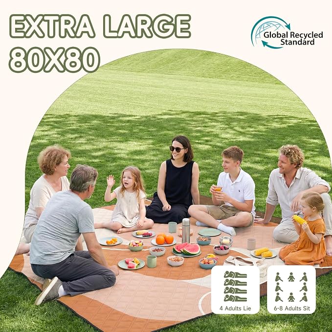 Genovega Waterproof Sandproof Beach Blanket Picnic Outdoor Camp Mat Rug Towel Family Trip Essentials Summer Vacation Must Have Travel Accessories Lake Day Stuff Thing Need Gear Gift Item Gadget
