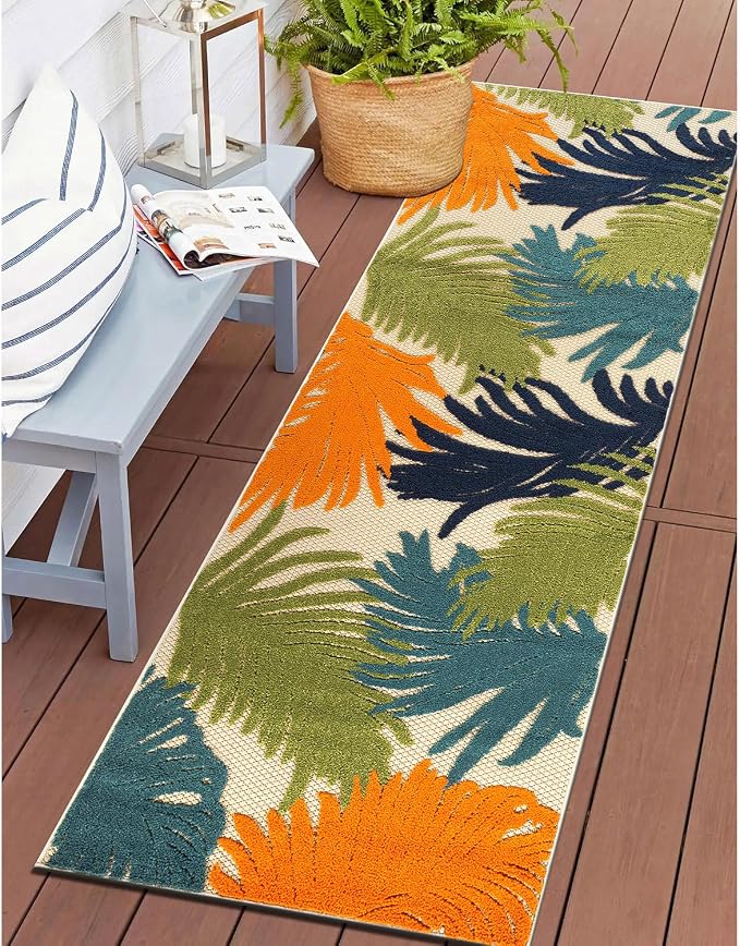 Rugshop Lucca Contemporary Floral Indoor/Outdoor Runner Rug 2' x 7' Multi