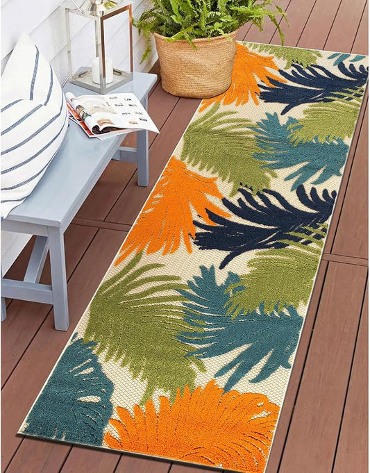 Rugshop Lucca Contemporary Floral Indoor/Outdoor Runner Rug 2' x 7' Multi
