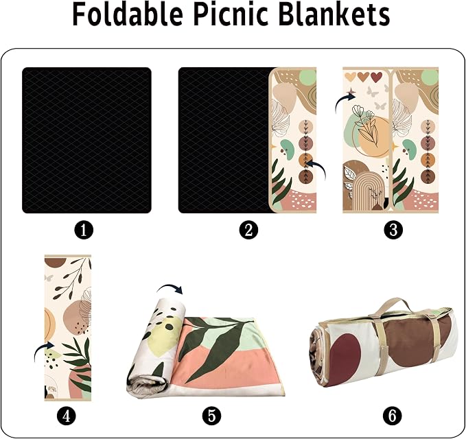 Supfitness Extra Large Picnic Blankets Waterproof Foldable (60 "x 80") Beach Blanket Waterproof Sandproof,3-Layer Thicking Mat Outdoor Packable Camping Blanket