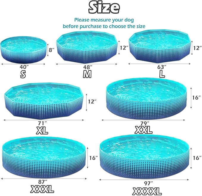 Jasonwell Foldable Dog Kiddie Pool - Hard Plastic Kids Paddling Pool Toddler Baby Swimming Pools for Backyard Collapsible Whelping Box Pet Doggie Cats Wading Pools Bathtub for Puppy Large Dogs 63In,G