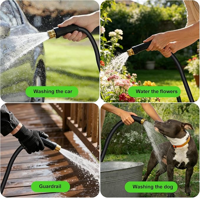 100FT Garden Hose, 2026 New Upgraded Fabric Thickened Non-Expanding Water Hose, Ultra Lightweight & Flexible, Burst-Resistant, Kink-Free Hose 700 PSI for Outside, RV, Yard, 3/4GHT, Black-Gray