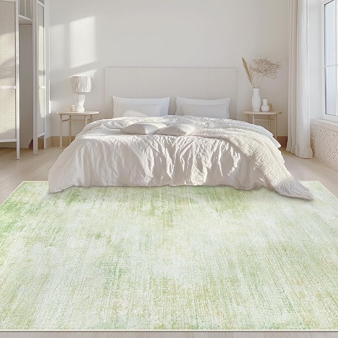 Area Rugs 6x9 Living Room: Washable Rug Modern Abstract Large Rugs Soft Non Slip Neutral Rug Stain Resistant Indoor Carpet for Bedroom Kitchen Dining Room Nursery Home Rugs(Green,6'x9')