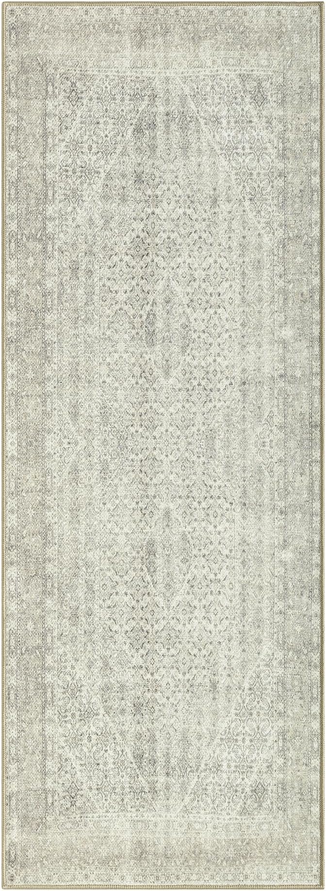Keen Home Design Vintage Washable Runner Rug, Non-Slip Low Pile, 2x7 | Machine Washable Cotton Chenille, 0.25In Low Pile, Rubber Non-Slip Back; Kitchen, Hallway, Bathroom, Laundry Room