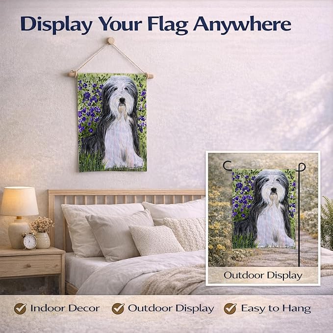 Caroline's Treasures SS8022GF Bearded Collie Garden Flag Mailbox Flag Decorative Yard Flag Banner Outside Patio Artwork Yard Flower Beds, Garden Size, Multicolor