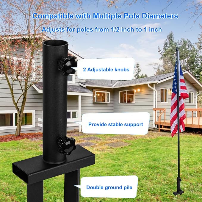 Flag Spike Ground Stake,Ground Spike Flag Pole Holder Metal Stakes for Ground, Feather Flag Base, Universal Light Stakes