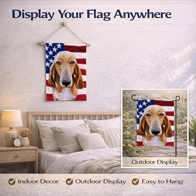 Caroline's Treasures CK6693GF Schweizer Laufhund Dog American Flag Garden Flag Mailbox Flag Decorative Yard Flag Banner Outside Patio Artwork Yard Flower Beds, Garden Size, Multicolor