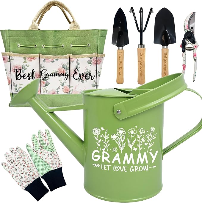 Gifts for Grammy, Mothers Day Gardening Kit Grammy Gifts from Grandkids Floral Gardening Tools and Durable Garden Tools Organizer Tote, Ideal Gardening Gift for Women on Birthday Plant Lover Present