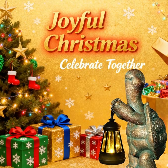 Turtle Solar Powered Outdoor Garden Statue, Resin Statue with Solar Light Lantern, Decorative Lawn, Yard Outdoor Turtle Decoration. Unique Home Decoration, Gifts for Women