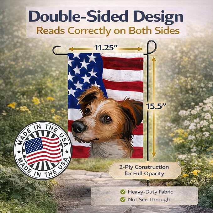 Caroline's Treasures CK6597GF Kromfohrlander American Flag Garden Flag Mailbox Flag Decorative Yard Flag Banner Outside Patio Artwork Yard Flower Beds, Garden Size, Multicolor