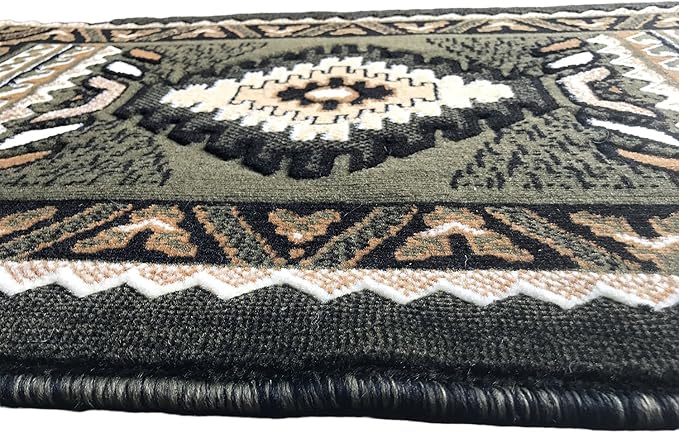 YHSF South West Native American Area Tribal Rug - Sage Green, 2' x 3'4" | Easy-Clean, Soft & Durable Tribal Rug for Living Room, Bedroom, Kitchen & More - Stain-Proof Runner for Home Decor