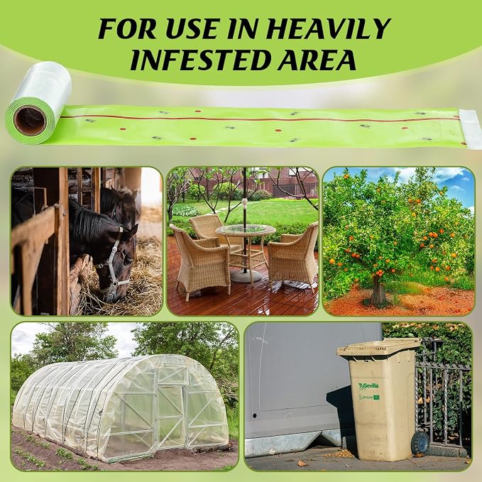 Qualirey 4 Rolls Spotted Lantern Fly Traps 30 Feet Each Roll Fly Tree Trap Sticky Strips Outdoor Fruit Glue Strips Disposable Tape Indoor Paper Sheets for Protecting Trees (Green)