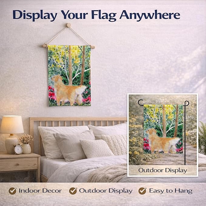 Caroline's Treasures SS8886GF Golden Retriever Garden Flag Mailbox Flag Decorative Yard Flag Banner Outside Patio Artwork Yard Flower Beds, Garden Size, Multicolor