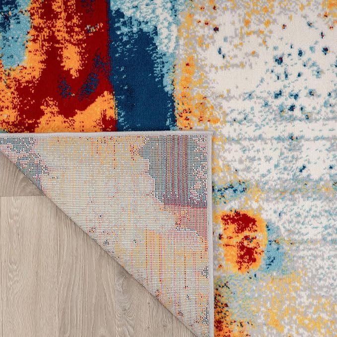 Rugshop Abstract Jute Backing Living Room Office Area Rug Multi 3'3" x 5' | Rectangular, Size 3'3" x 5', Bedroom, Dining Room, Home Office, Kitchen, Entryway, Hallway, Nursery, Kids Room, Guest Room