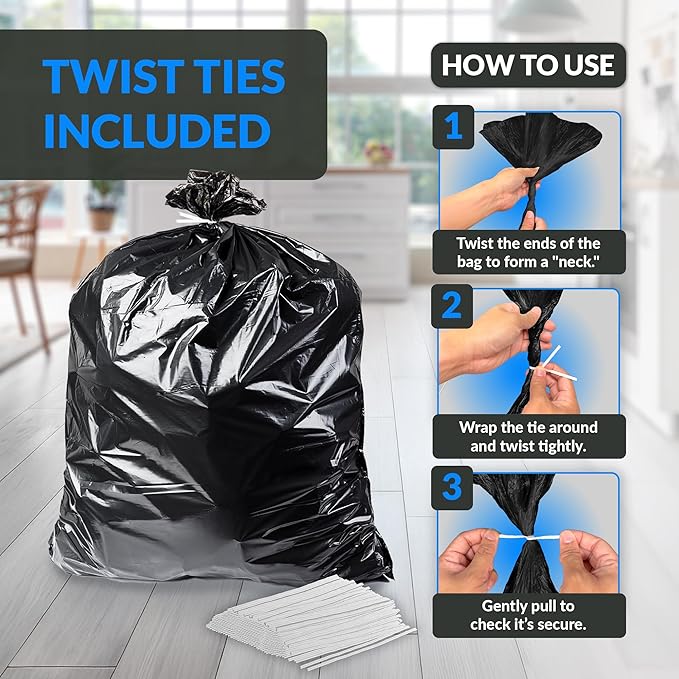 Reli. 30 to 33 Gallon Trash Bags Heavy Duty | 250 Trash Bags with Ties | Super Sizeable, Black, Serious Garbage Cleanup