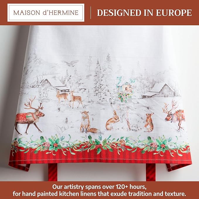 Maison d' Hermine Aprons for women with Pocket 100% Cotton (27.50"x31.50") | Adjustable Neck Strap & long ties Apron Men Chef Wedding Cooking Gardening Server Maid