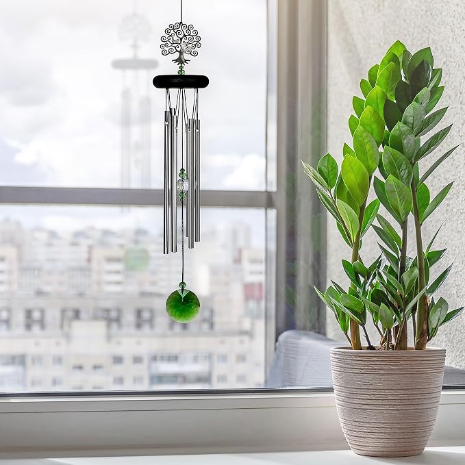 Woodstock Chimes Signature Collection, Crystal Tree of Life Chime, 19'' Decor Designs Wind Chimes for Outdoor, Patio, Home or Garden Décor (WFTE)