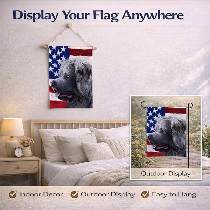 Caroline's Treasures CK6481GF Caucasian Shepherd Dog American Flag Garden Flag Mailbox Flag Decorative Yard Flag Banner Outside Patio Artwork Yard Flower Beds, Garden Size, Multicolor