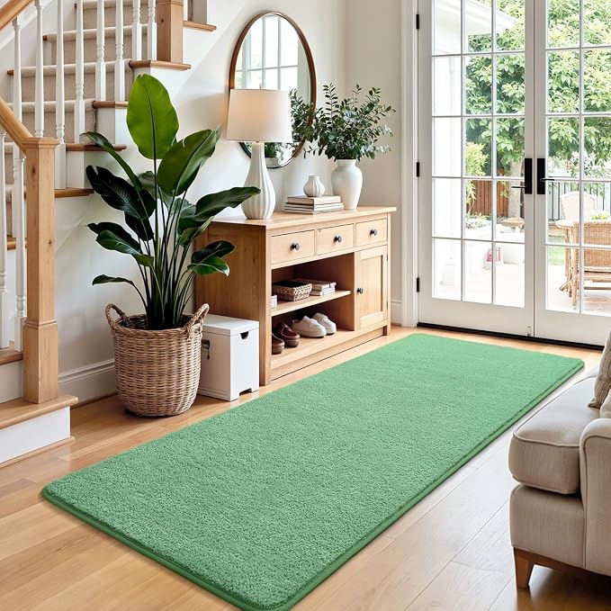 Keeko 2x6 Area Rugs for Living Room,Soft Washable Memory Foam Bedroom Rug | Indoor Throw Rug Low Pile Minimalist Non Slip Carpet for Kids Nursery Classroom Dorm Room Home Decor Sage Green
