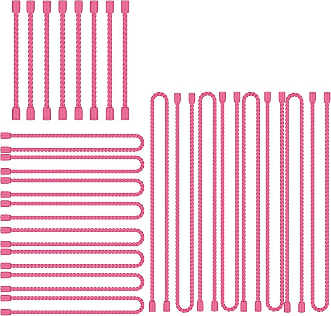24PCS 4-Inch, 12-Inch, 18-Inch Silicone Cable Ties, Bendable Rubber Twist Ties, Reusable Twist Ties for Cords, gear ties for Organizing, Bundling (Pink)