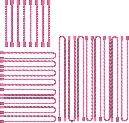 24PCS 4-Inch, 12-Inch, 18-Inch Silicone Cable Ties, Bendable Rubber Twist Ties, Reusable Twist Ties for Cords, gear ties for Organizing, Bundling (Pink)