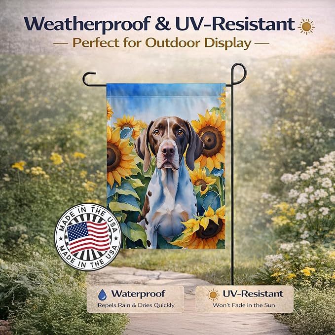 Caroline's Treasures DAC6134GF Pointer in Sunflowers Garden Flag Mailbox Flag Decorative Yard Flag Banner Outside Patio Artwork Yard Flower Beds, Garden Size, Multicolor