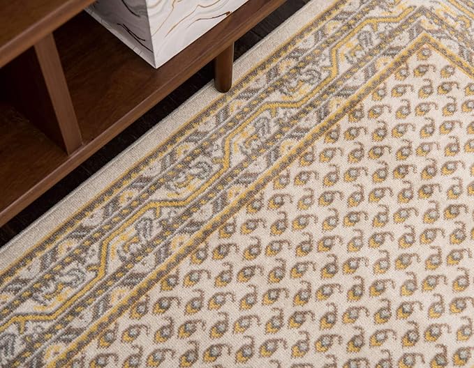 Unique Loom Williamsburg Collection Traditional Border with Dotted Center Area Rug, Runner 2' 9" x 9' 10", Beige/Yellow