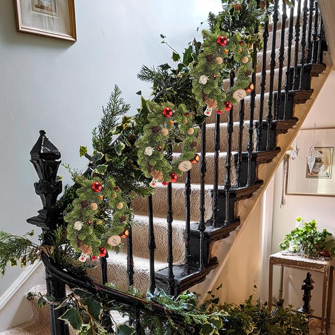 Riakrum 20 Pcs Christmas 20 Inches and 16 Inches Set Decorative Garland Twist Ties Garland Decor for Xmas Holiday Lights Bannisters Stairways Railings (Black)