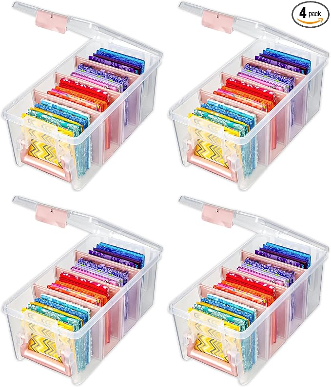 ArtBin Semi Satchel Portable Craft Organizer with 3 Dividers - Clear Plastic Storage Case for Art & Craft Supplies (Pack of 4)