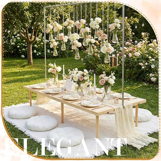 Beeveer Extra Large Outdoor Picnic Blanket with Table Runner Napkins and Floor Pillows Cushions for Picnic Party Camping Wedding Bachelorette Birthday Baby Shower Decor(71x91'',Beige,6 Set)