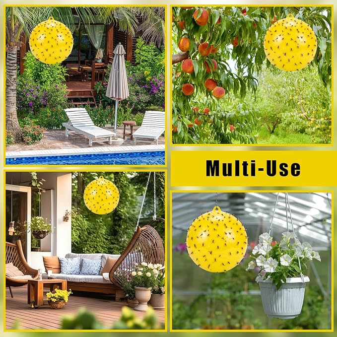 2 Pack Inflatable Fly Trap Balls 18inch Sticky Catcher for Black Yellow Greenhead Flies Outdoor Insect Control for Barn Stable Garden Greenhouse (Glue Not Included) (Gnat Fly Ball Trap)