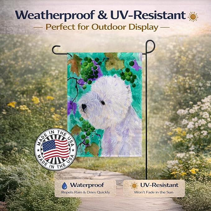 Caroline's Treasures SS1064GF Westie Garden Flag Mailbox Flag Decorative Yard Flag Banner Outside Patio Artwork Yard Flower Beds, Garden Size, Multicolor