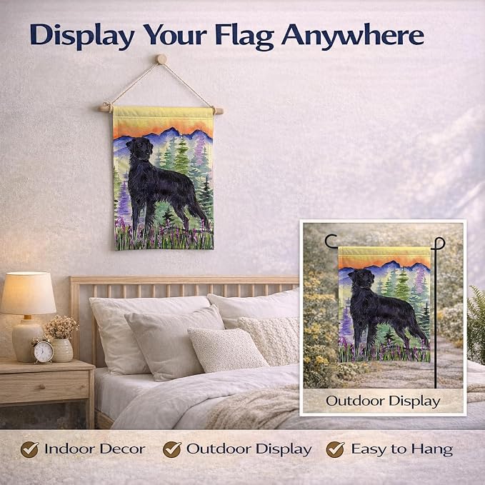 Caroline's Treasures SS8263GF Flat Coated Retriever Garden Flag Mailbox Flag Decorative Yard Flag Banner Outside Patio Artwork Yard Flower Beds, Garden Size, Multicolor