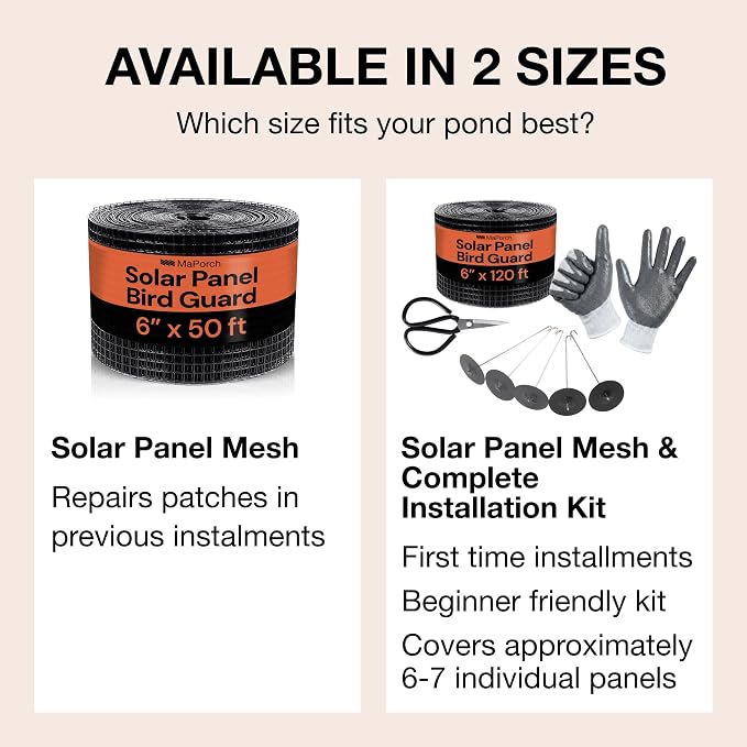 MaPorch Solar Panel Squirrel Netting - PVC Coated Galvanized Steel Mesh - 6 in x 50 ft Black, Under Fence Barrier Mesh - Squirrel Wire Guard & Bird Netting, Solar Panel Protection & Garden Fencing | PVC Coated Wire Screen - Water & UV Resistant - Netti...