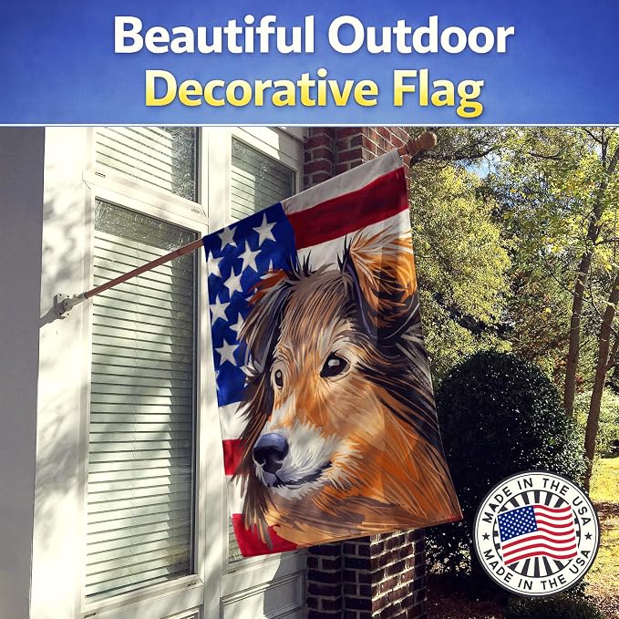 Caroline's Treasures CK6703CHF Shetland Sheepdog Dog House Flag Large Porch Sleeve Pole Decorative Outside Yard Banner Artwork Wall Hanging, Polyester, House Size, Multicolor